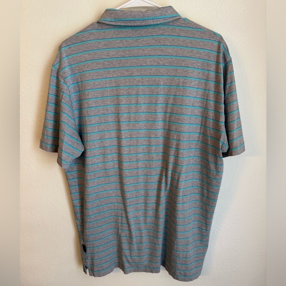 Patagonia Men's Gray and Blue Striped Polo - Large - Picture 3 of 4